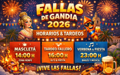 Fallas de Gandia 2026: horarios y tardeos